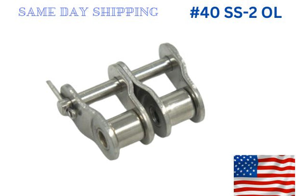 Stainless Steel Double Strands Offset Link for #40SS-2 Roller Chain Pack of 2