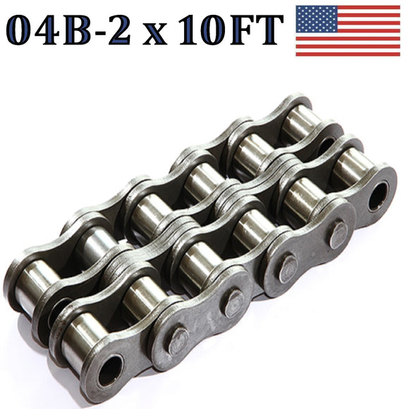 04B-2 Double Strand Roller Chain 3.05 Meters / 10 FT With Free Connecting Link