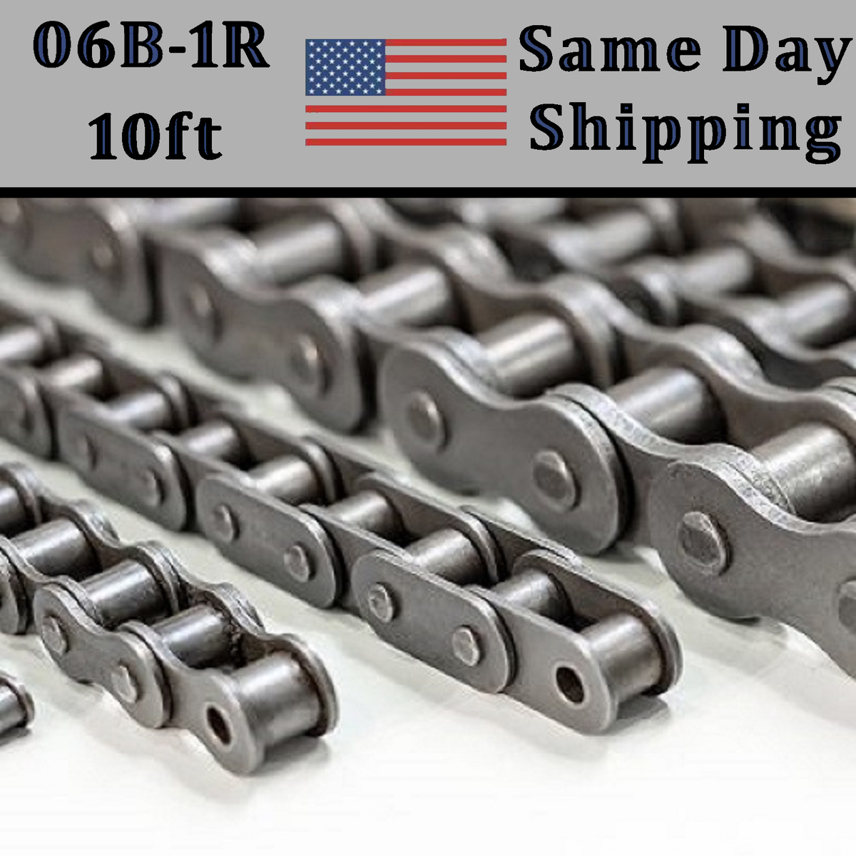06B-1R Roller Chain METRIC 3.05 Meters / 10 FT With Free Connecting Li ...