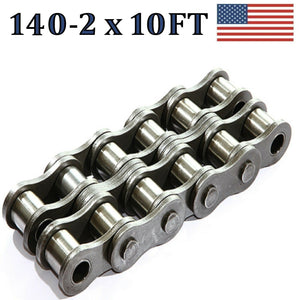 140R-2 DOUBLE STRAND ROLLER CHAIN 10FT WITH CONNECTING LINK SAME DAY SHIPPING