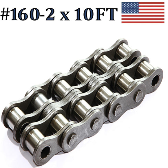 160R-2 DOUBLE STRAND ROLLER CHAIN 10FT WITH CONNECTING LINK SAME DAY SHIPPING
