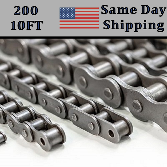#200 Roller Chain 10 FT + Free connecting Link Dame Day - Priority Shipping