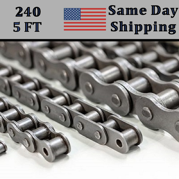 #240 Roller Chain 5 FT + Free connecting Link Dame Day - Priority Shipping