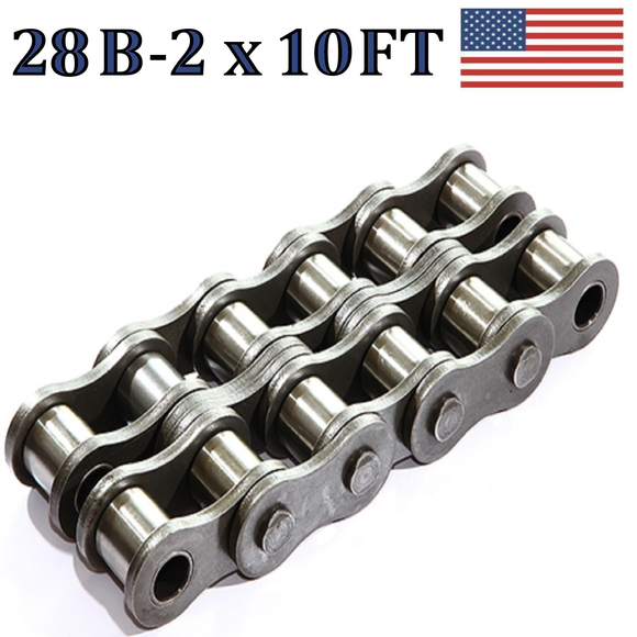 2828 Chain 28B-2 Double Strand Roller Chain 3.05 Meters / 10 FT With Free Connect ...