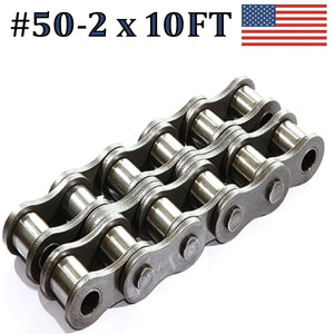 50R-2 DOUBLE STRAND ROLLER CHAIN 10FT