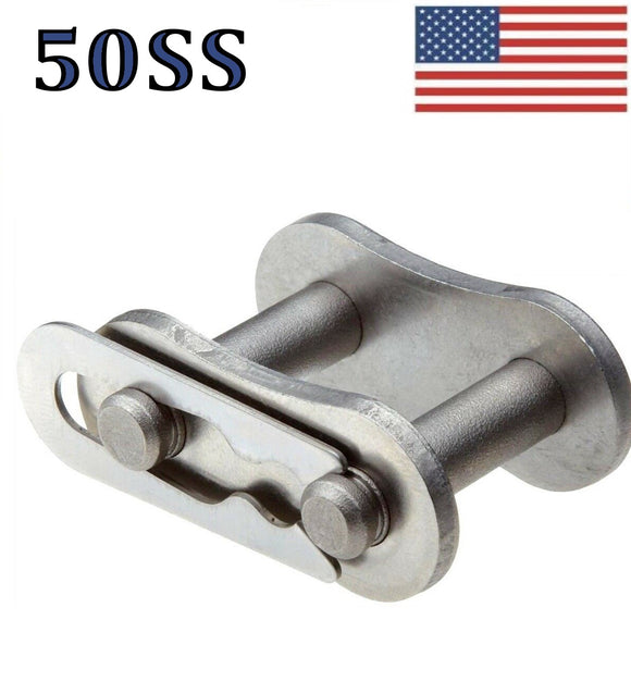 #50 SS Stainless Steel Roller Chain Connecting / Master Links (Quantity of 10)
