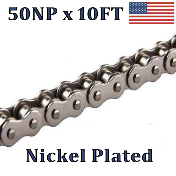 #50 Nickel Plated Roller Chain 10FT