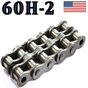 60H-2 HEAVY DOUBLE STRAND ROLLER CHAIN - 10FT WITH CONNECTING MASTER LINK