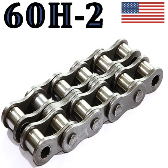 60H-2 HEAVY DOUBLE STRAND ROLLER CHAIN - 10FT WITH CONNECTING MASTER LINK