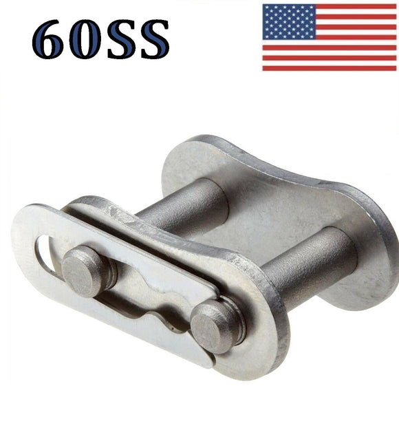 #60 SS Stainless Steel Roller Chain Connecting / Master Links (Quantity of 4)