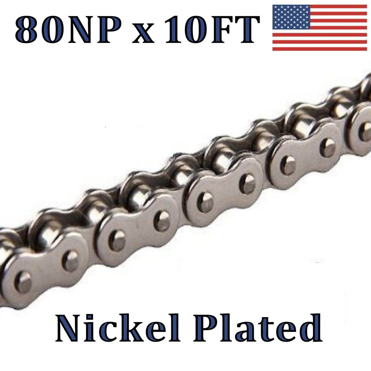 #80 Nickel Plated Roller Chain 10FT – Xilin USA