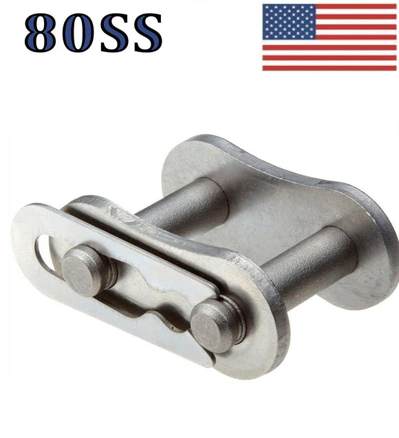 #80 SS Stainless Steel Roller Chain Connecting / Master Links (Quantity of 4)